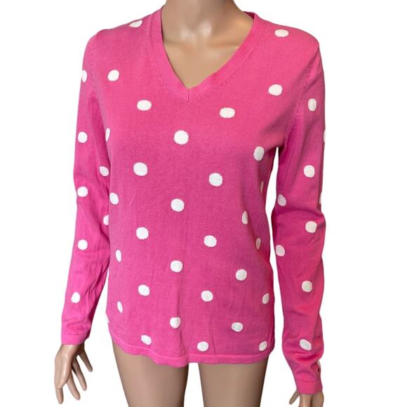 Tommy Hilfiger Sweater Pink Long Sleeves V Neck Sz S Gently Used - Picture 1 of 7